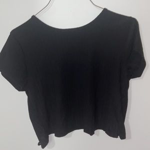 Black open back crop top